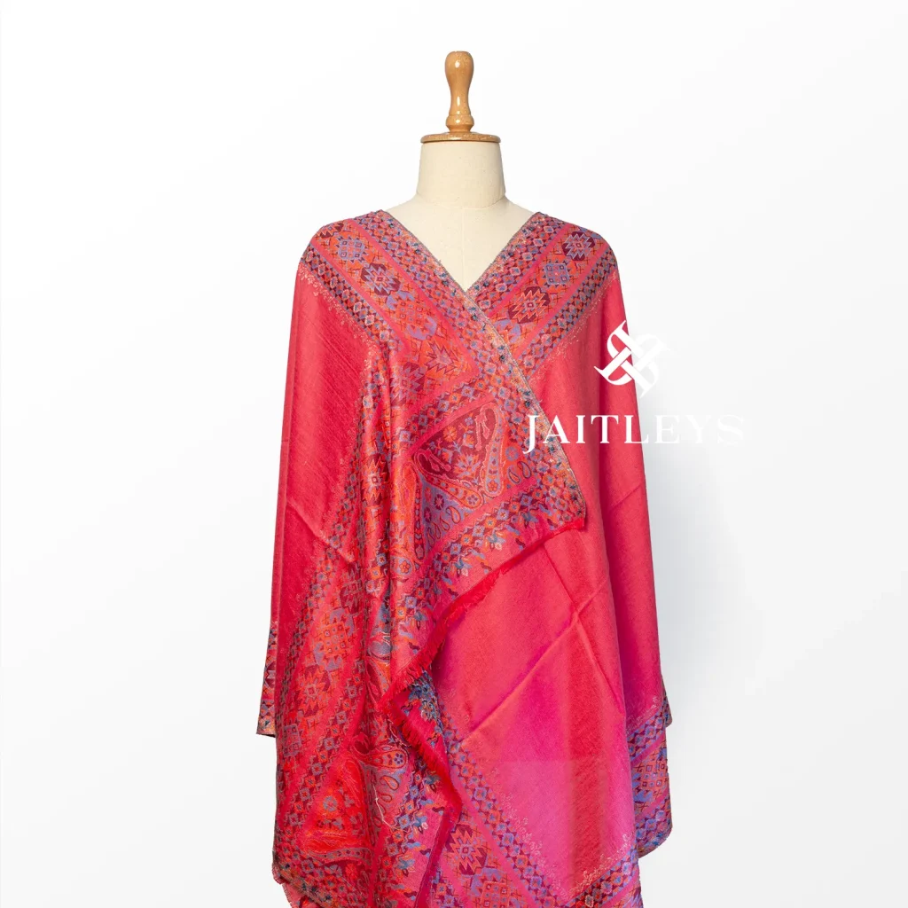 soft modal scarf with metallic zari cut work made in india by jaitleys
