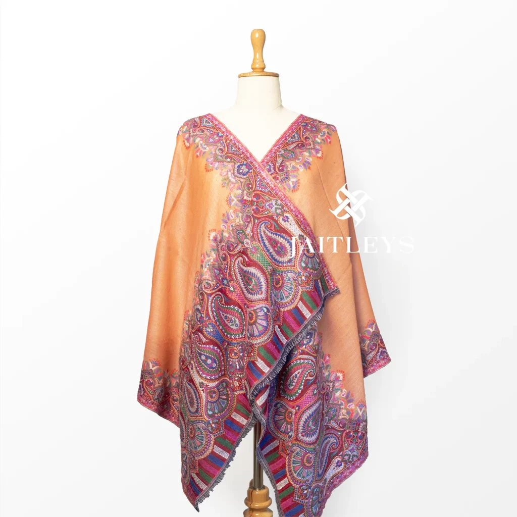 peach color designer merino wool scarf for women