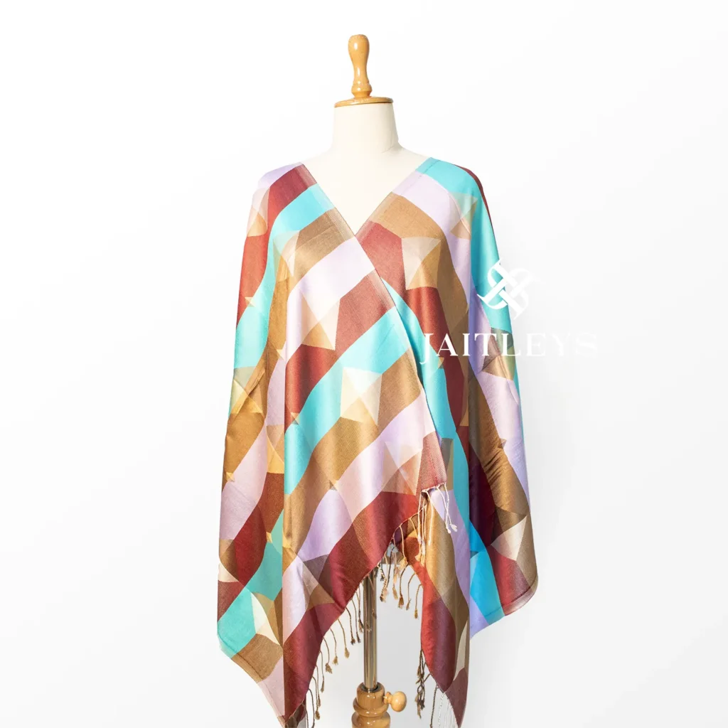 geometric pattern designer brand silk scarf made in india