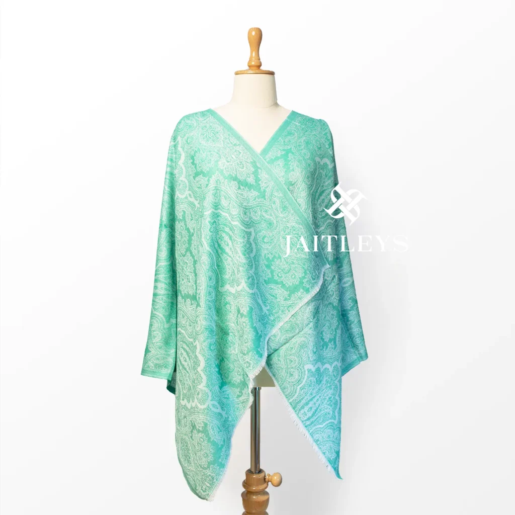 emerald green damask jacquard pattern reversible style cotton scarf stole by jaitleys