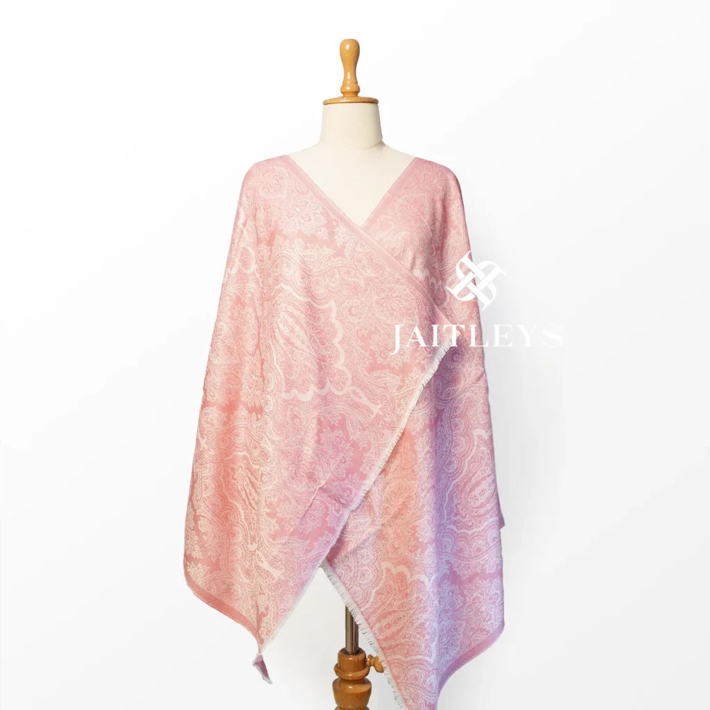 peach color paisley pattern jacquard weave cotton scarf