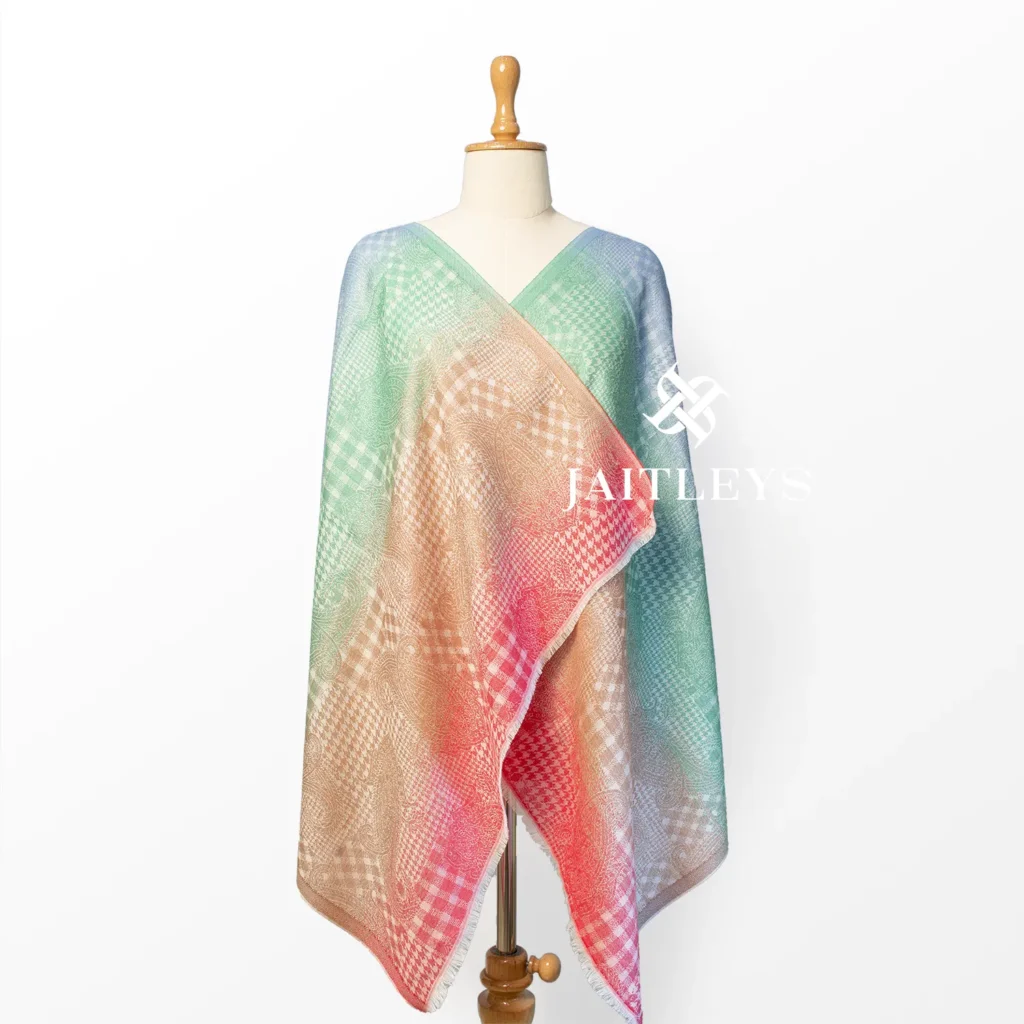 red blue and green multi color pure cotton scarf made in india by jaitleys