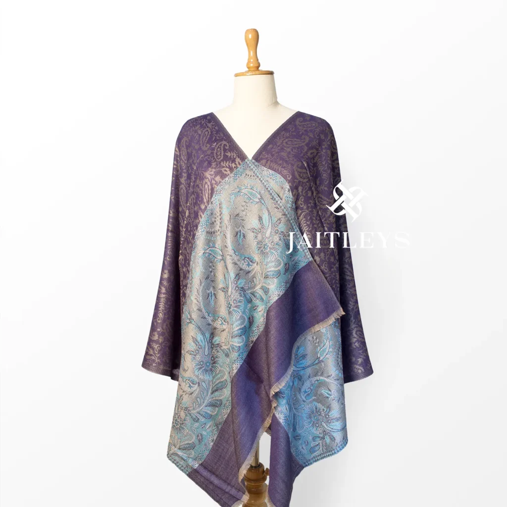 navy blue paisley self design soft faux pashmina wool scarf made in india