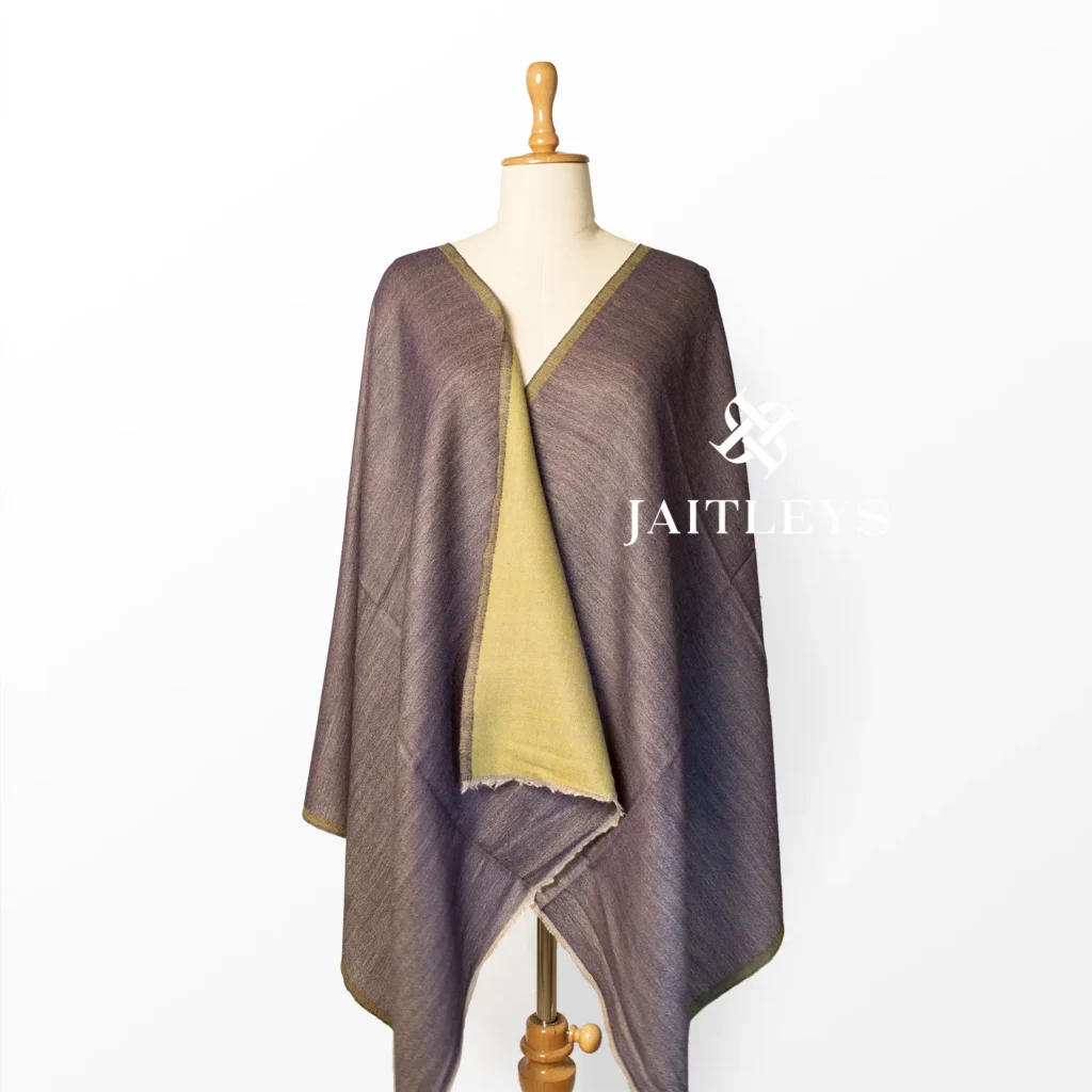 olive and dark blue reversible style faux pashmina wool scarf for women