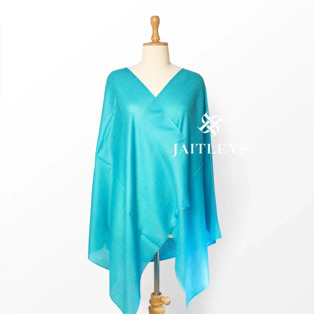 blue turquoise cyan solid color cashmere hand loom scarf pashmina diamond weave shawl made in india jaitleys