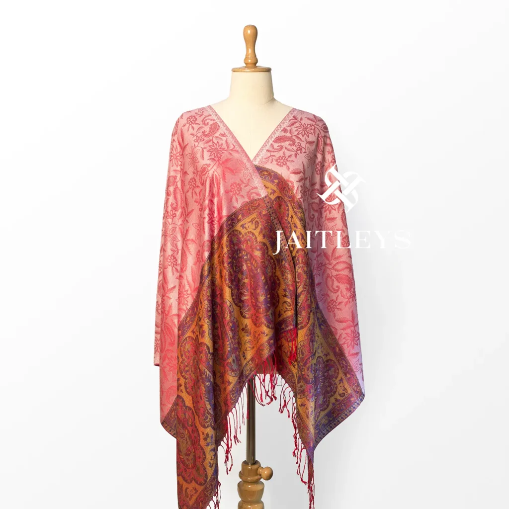 red color paisley design soft and breathable modal jacquard stole scarf for women