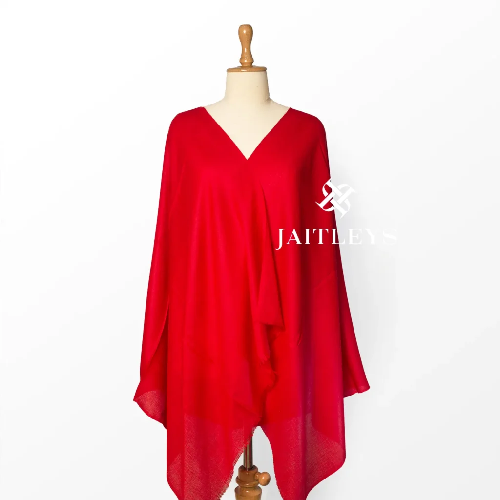 red solid color plain pashmina shawl stole for women