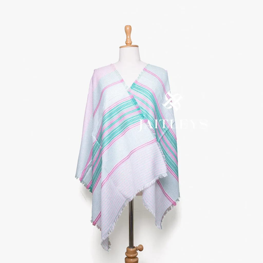 traditional folk pattern colorful striped cotton scarf made in india