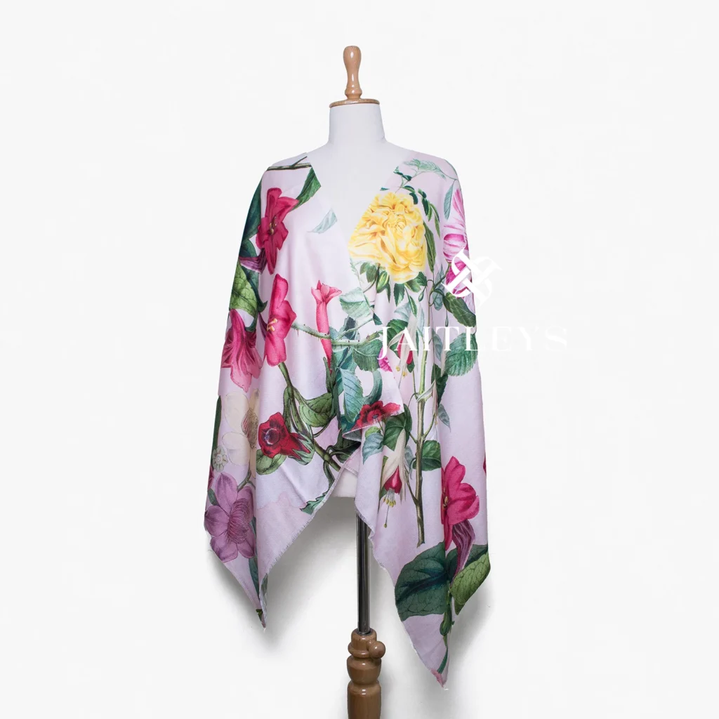 herbarium bold floral design print scarf from India