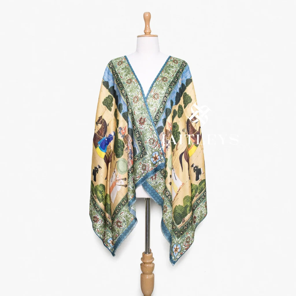 Original Mughal Shikardar Print Stole Made in India