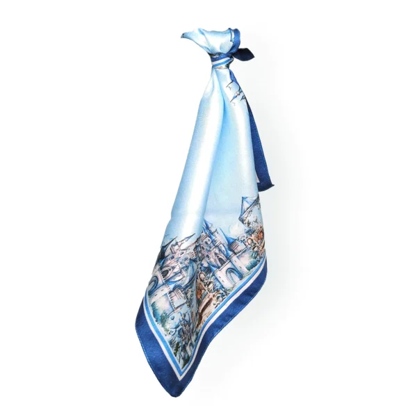 dream castles blue 100% mulberry silk twill pocket square scarf