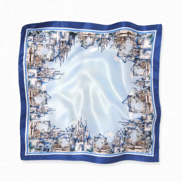 dream castles blue designer pure mulberry silk twill pocket square scarf