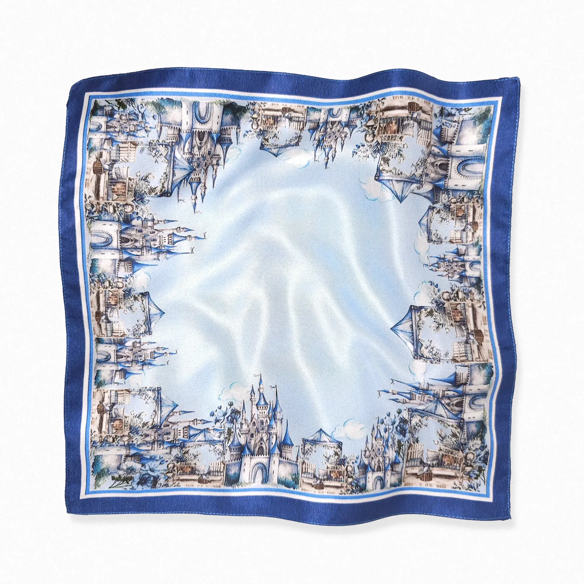 dream castles blue designer pure mulberry silk twill pocket square scarf