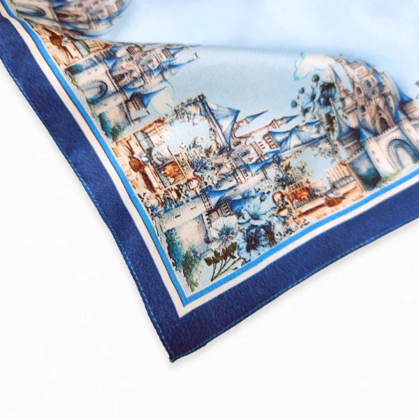 blue designer mulberry twill silk pocket square for men