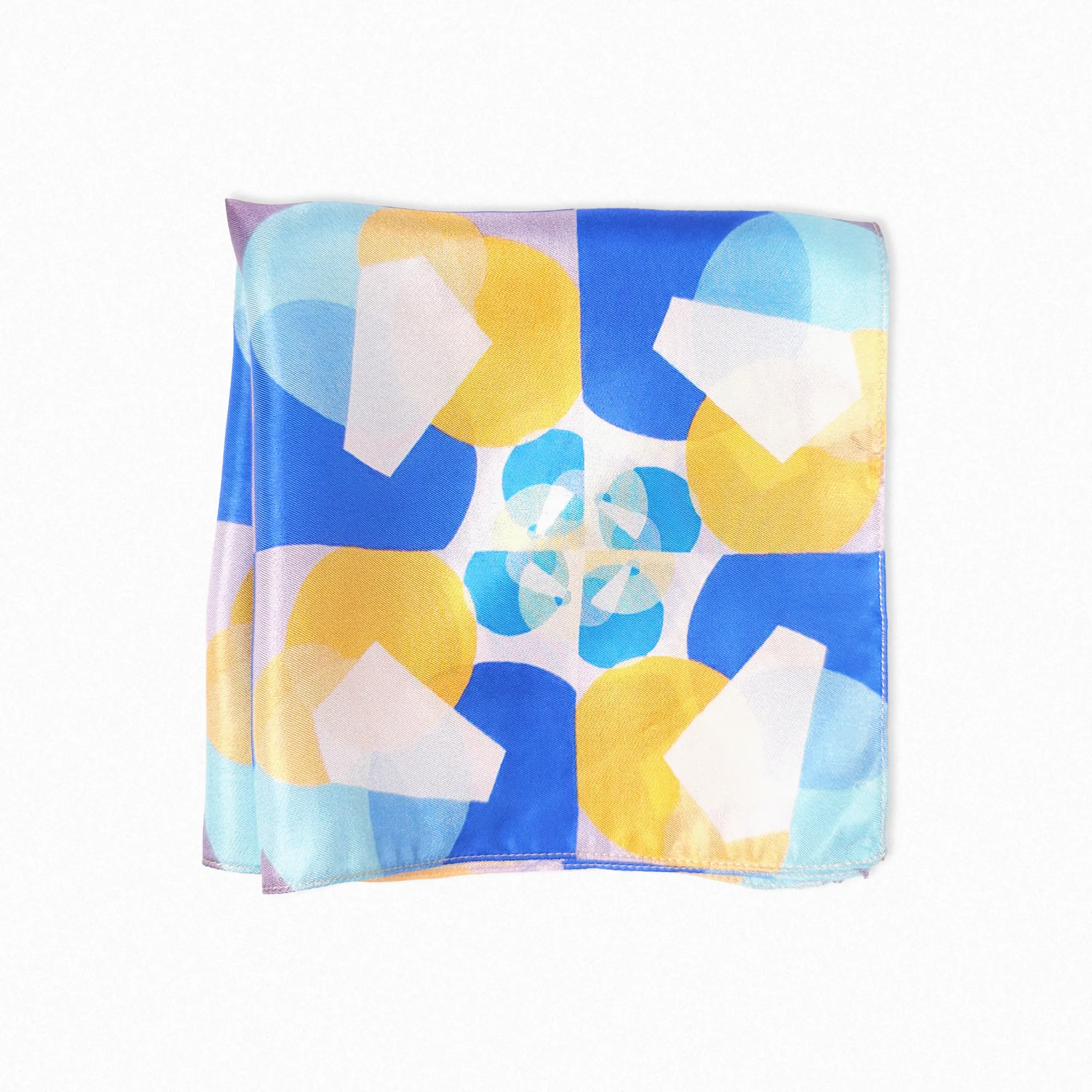 yellow blue pure silk twill pocket square scarf