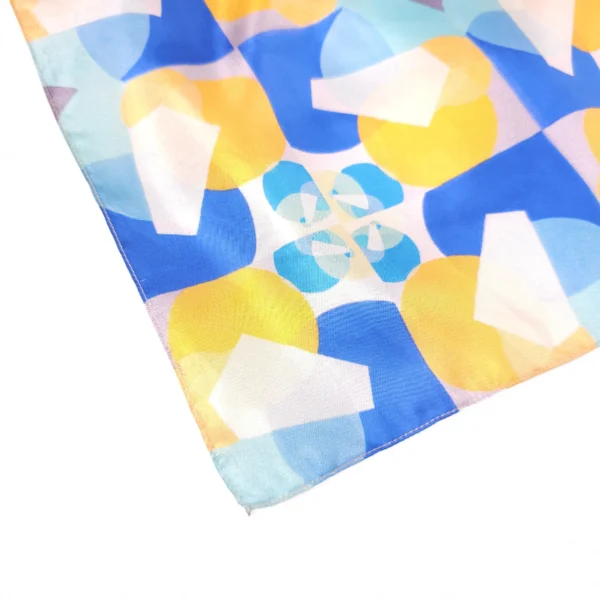 geometric yellow and blue silk twill pocket square