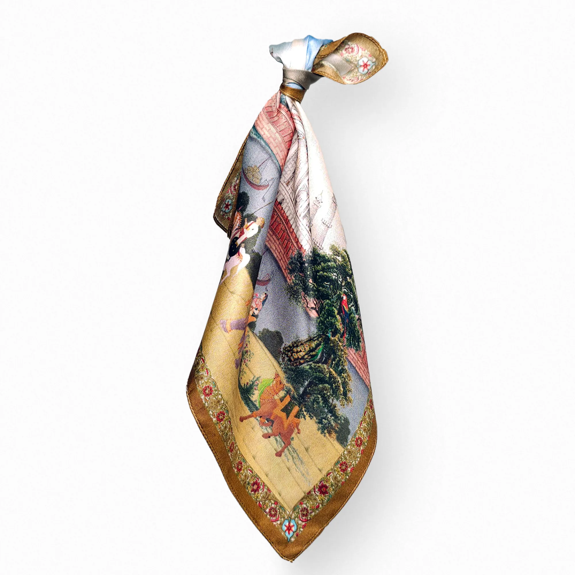 Elegant Indian heritage silk pocket square styled as a tie