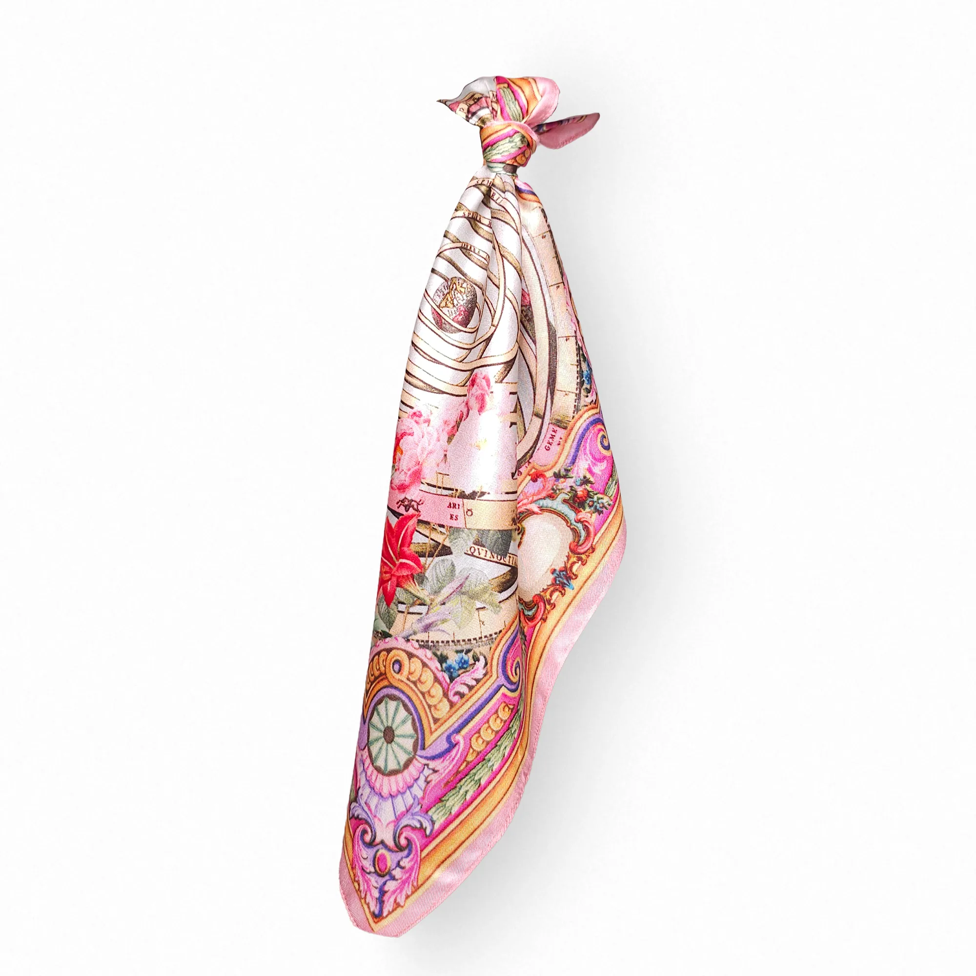 Premium 30x30 cm mulberry silk pocket square – vibrant butterfly and zodiac print accessory for suits or blazers